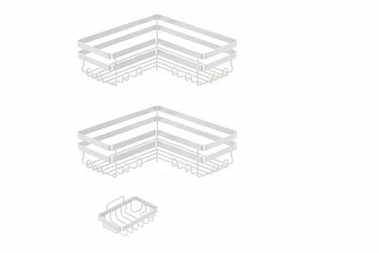 Corner Shower Caddy, 3 Pack Adhesive Bathroom Accessories with Soap Holder, Storage Stainless Shower Organizer Shelf with Hooks, No Drilling Shower Shelves for Bathroom(White, X-Large)