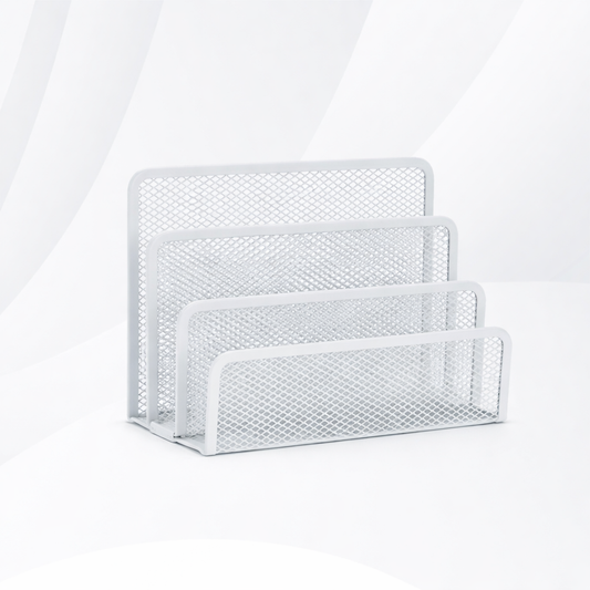 Desk Mail Organizer – Metal Mesh – 3 Slot – White