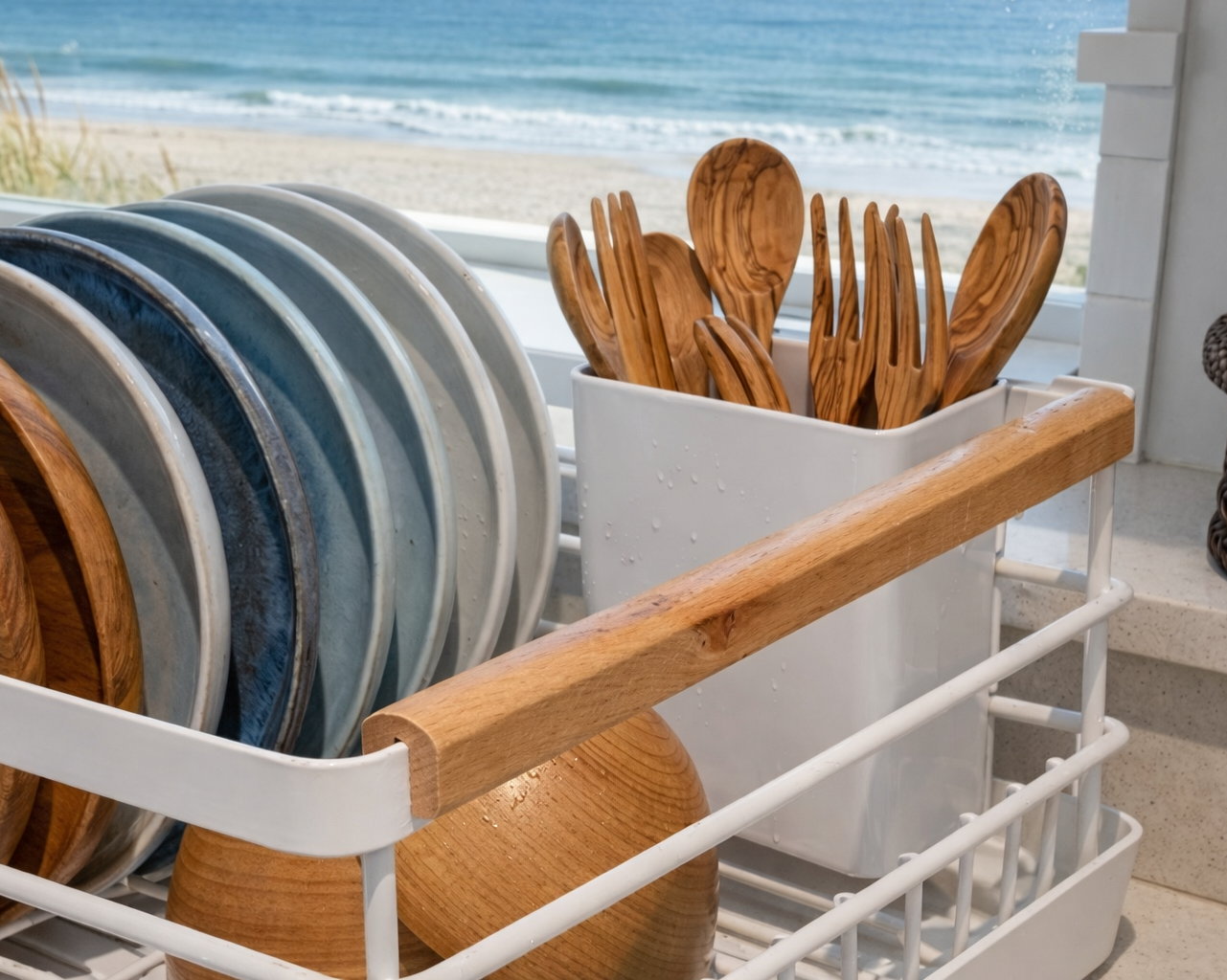 Dish Rack – Steel Frame – Wood Handles