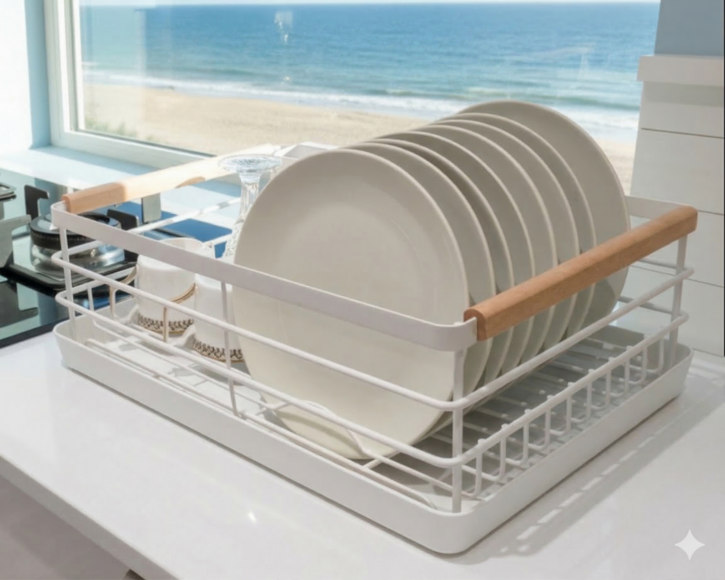 Dish Rack – Steel Frame – Wood Handles