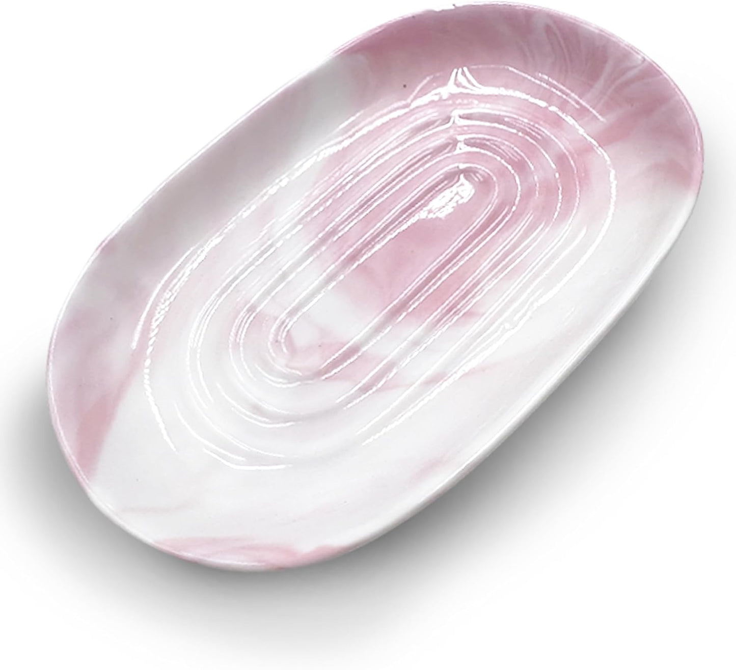 Soap Dish, Ceramic Soap Dish with Marble Patternshower, Soap Saver Tray for Bathroom, Kitchen Sink & Vanity, Multi-Use Holder for Jewelry, Rings, Keys (1 Pack, White)