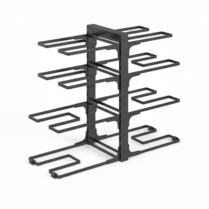 8-Tier Pots and Pans Organizer under Cabinet, 15.83" Height Heavy Duty Pot Pan Organizer Kitchen Cabinet Organization and Storage, Adjustable Pot Rack for Frying Pan, Cast Iron Skillet, Black