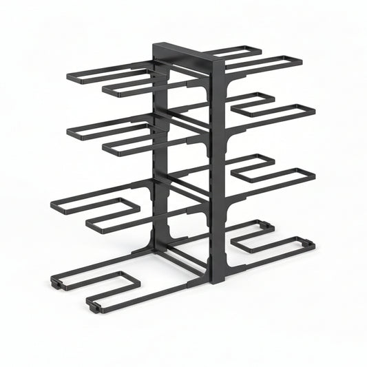 8-Tier Pots and Pans Organizer under Cabinet, 15.83" Height Heavy Duty Pot Pan Organizer Kitchen Cabinet Organization and Storage, Adjustable Pot Rack for Frying Pan, Cast Iron Skillet, Black