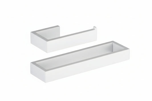 Bathroom 2-Piece Accessory Set SUS 304 Stainless Steel Toilet Paper Holder Towel Ring Wall Mount, White