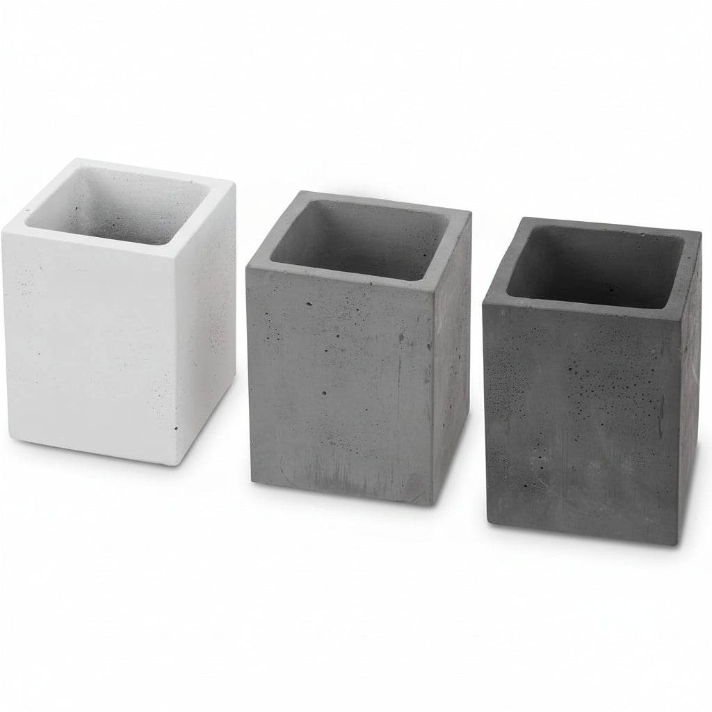 Pen Holder Pencil Holder for Desk,Pen Cup Holder for Desk,Concrete Desktop Pencil Cup,Modern Gray-Tone,Set of 3