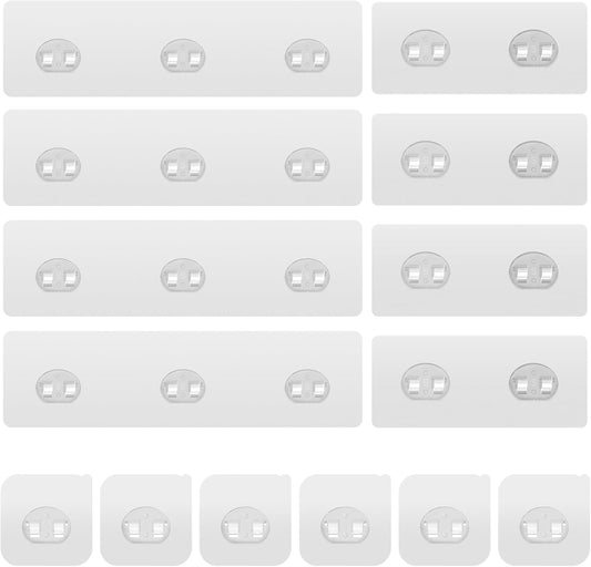 14 Pack Shower Caddy Adhesive Replacement, Strong Adhesive Hooks, Waterproof Shower Adhesive Strips, No Drilling, for Bathroom Storage Shelves and Kitchen Racks