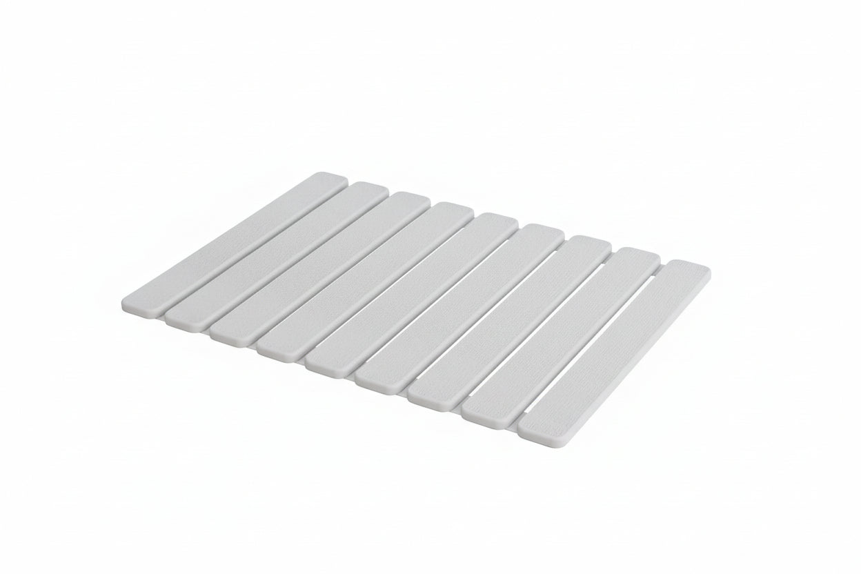 Foldable Stone Bath Mat, Quick Dry Stone Drying Mats for Bathroom, Super Absorbent Bath Mat, Non Slip, Large Diatomaceous Earth Dish Drying Mats for Kitchen Counter 23.5 X 15.4In, White