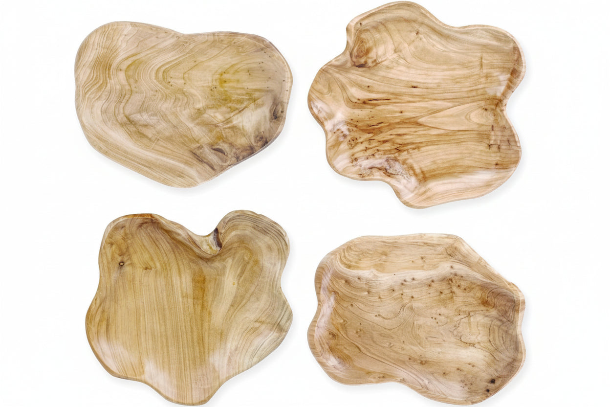 Natural Wood Fruit Bowl 11-13 Inch, Unique Handmade Wood Serving Platter, Wood Fruit Snack Dish for Sandwich Bread Serving, Appetizer Display, Vintage Ring Dish, Hand Carved Artworks