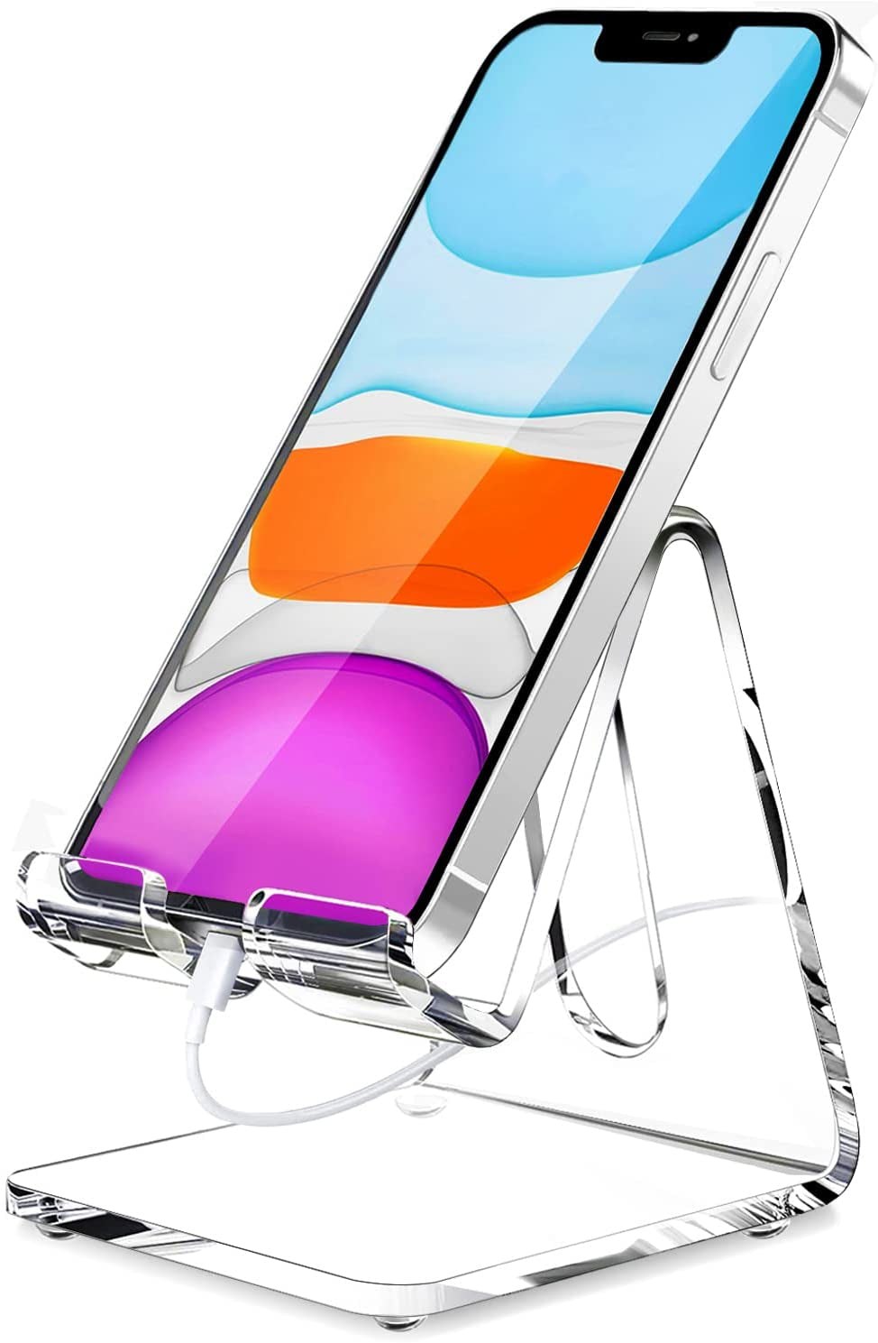 Acrylic Cell Phone Stand, Portable Phone Holder, White Phone Stand for Desk, Compatible with Phone16 15 14 13 12 Pro Max Mini 11 Plus, Switch, Android Smartphone, Pad, Tablet, Desk Accessories