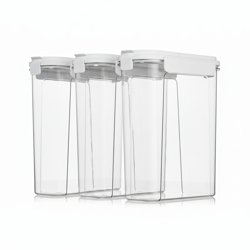 Cereal Containers Set, 3 PCS Airtight Food Storage Container with Flip-Top Lids, Plastic Organizer Dispenser for Kitchen, Pantry Organization (135.2Oz/4L)