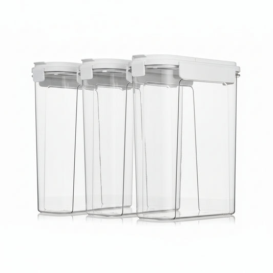 Cereal Containers Set, 3 PCS Airtight Food Storage Container with Flip-Top Lids, Plastic Organizer Dispenser for Kitchen, Pantry Organization (135.2Oz/4L)