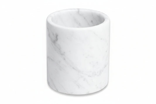 Natural Marble Pencil Pen Holder Stand for Desk, Makeup Brush Cup for Girls, Bathroom Tumbler Cup, Durable Office & Home Organizer Pencil Holder (White)