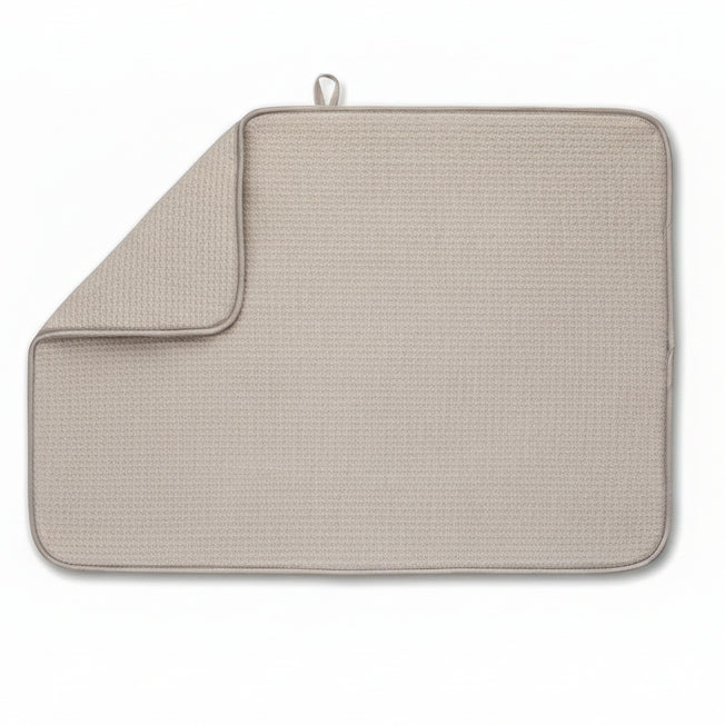 XXL Dish Mat 24" X 17" ( LARGEST MAT ) Microfiber Dish Drying Mat , Super Absorbent ( Ivory )