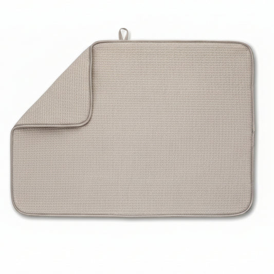 XXL Dish Mat 24" X 17" ( LARGEST MAT ) Microfiber Dish Drying Mat , Super Absorbent ( Ivory )