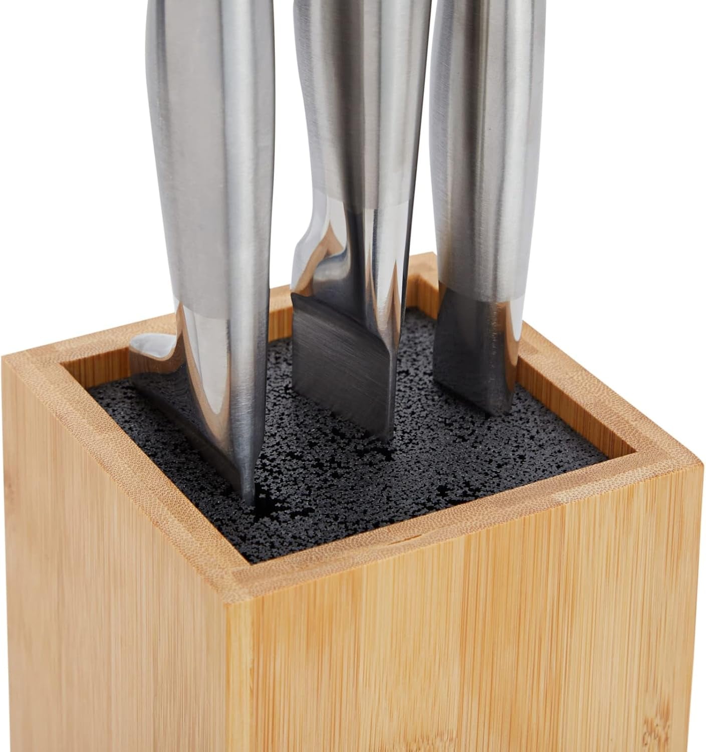 Bamboo Universal Knife Block - Adjustable Bristle Knife Holder & Stand - Cutlery Holder for Kitchen Counter - Plate Organizer for Cabinet - 4.13 X 9.25 In, Brown, Contemporary