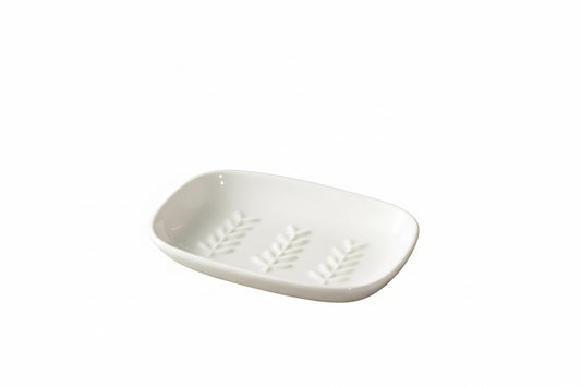 Soap Dish Soap Holder Shower, Ceramic Soap Dishes for Bar Soap Sponge, Shower Soap Dish Soap Saver Tray for Bathroom Kitchen Sink, Easy to Clean, White