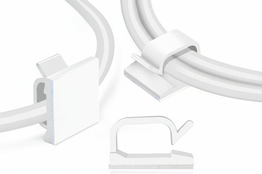 120 Pcs  Adhesive Cable Wire Clips White, Cable Staples Outdoor Cable Management Wire Organizer Cord Holder for under Desk, Car, Wall, TV PC Ethernet Cable