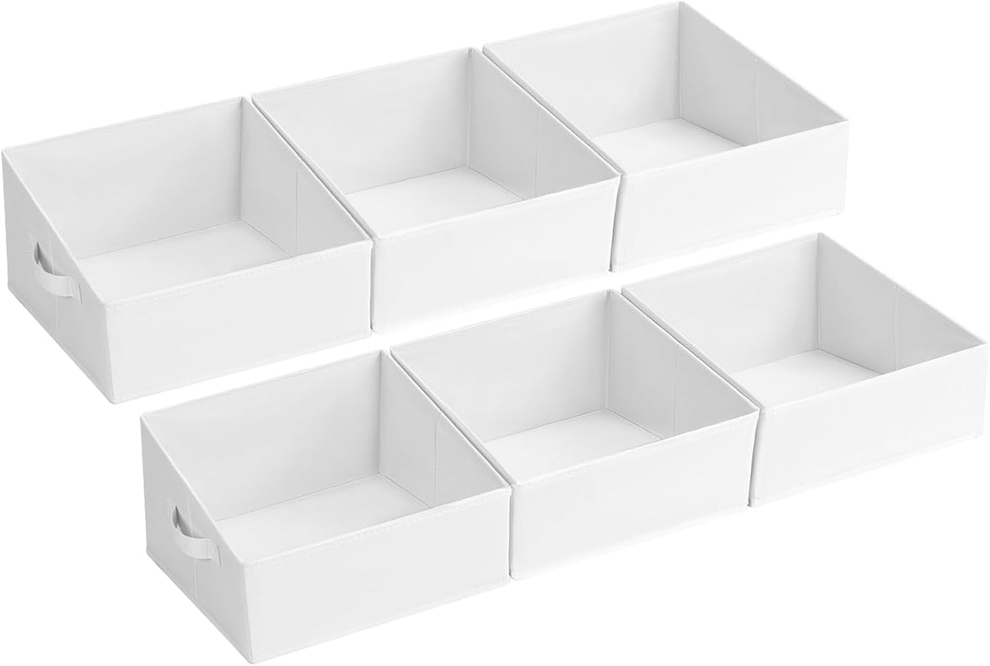 Closet Storage Bins 6 Pack - Fabric Trapezoid Organizer Bin, Foldable Storage Baskets for Shelves, Closet Shelf Organizer, Clothing Storage Box for Toys, Books, Towel, Clothes, White