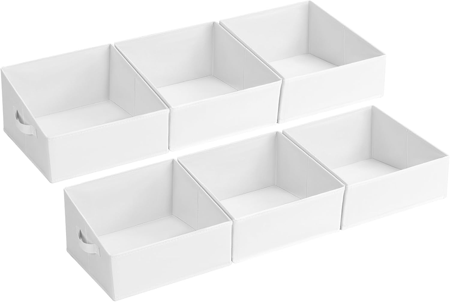 Closet Storage Bins 6 Pack - Fabric Trapezoid Organizer Bin, Foldable Storage Baskets for Shelves, Closet Shelf Organizer, Clothing Storage Box for Toys, Books, Towel, Clothes, White