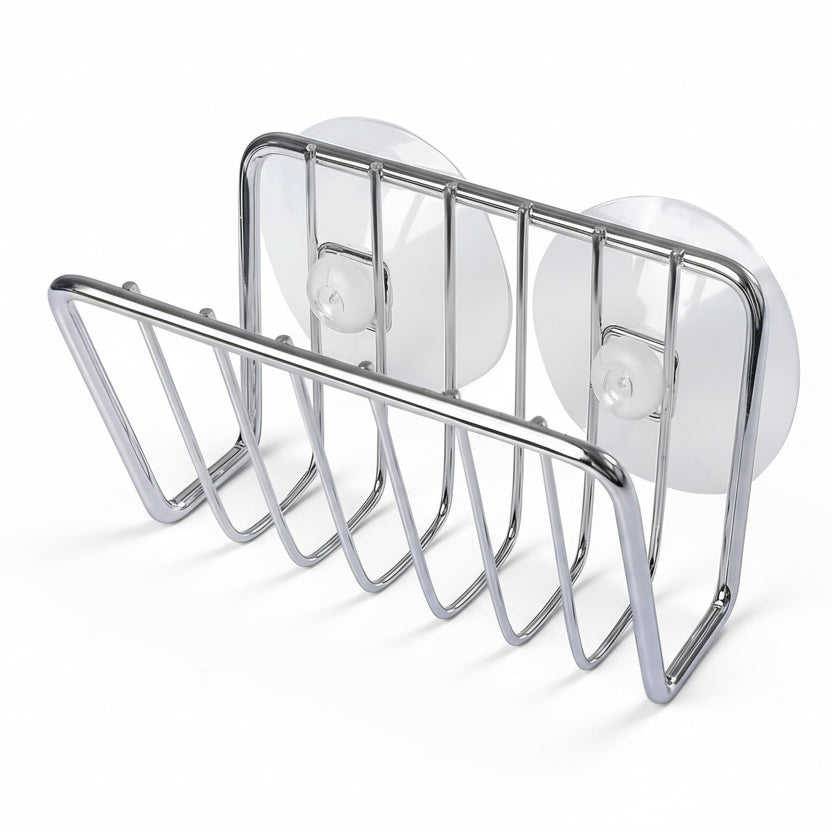 Sponge Holder for Kitchen Sink, Stainless Steel Suction Cup Sponge Caddy - Silver