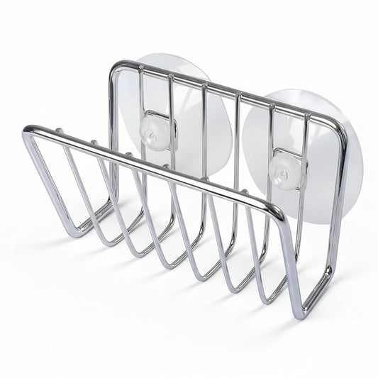 Sponge Holder for Kitchen Sink, Stainless Steel Suction Cup Sponge Caddy - Silver