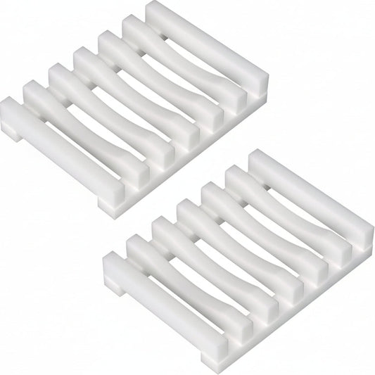 2Pcs Soap Dish Holder, Non-Slip Bathroom Accessories Silicone Soap Case Saver, Sink Deck Bathtub Shower Dish Soap Drainer, Silicone Holder for Soap, Sponges, Scrubber (White)