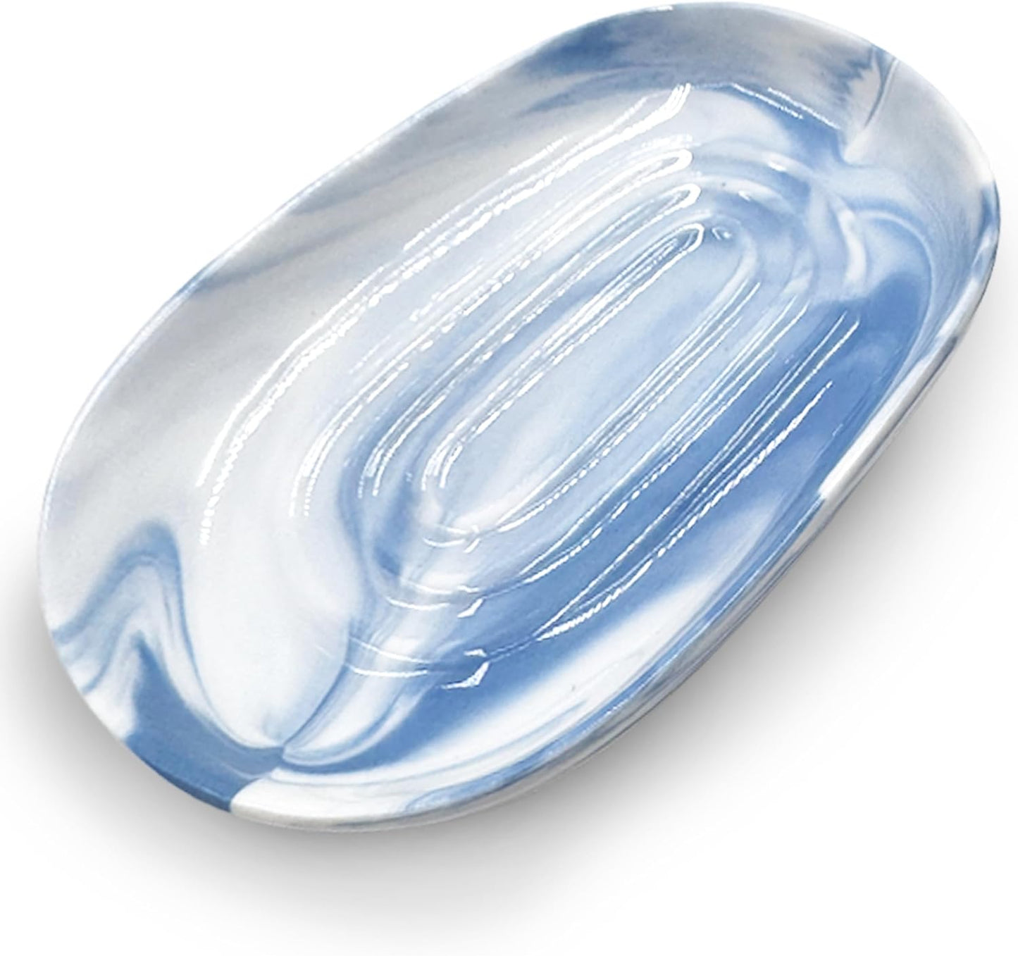 Soap Dish, Ceramic Soap Dish with Marble Patternshower, Soap Saver Tray for Bathroom, Kitchen Sink & Vanity, Multi-Use Holder for Jewelry, Rings, Keys (1 Pack, White)