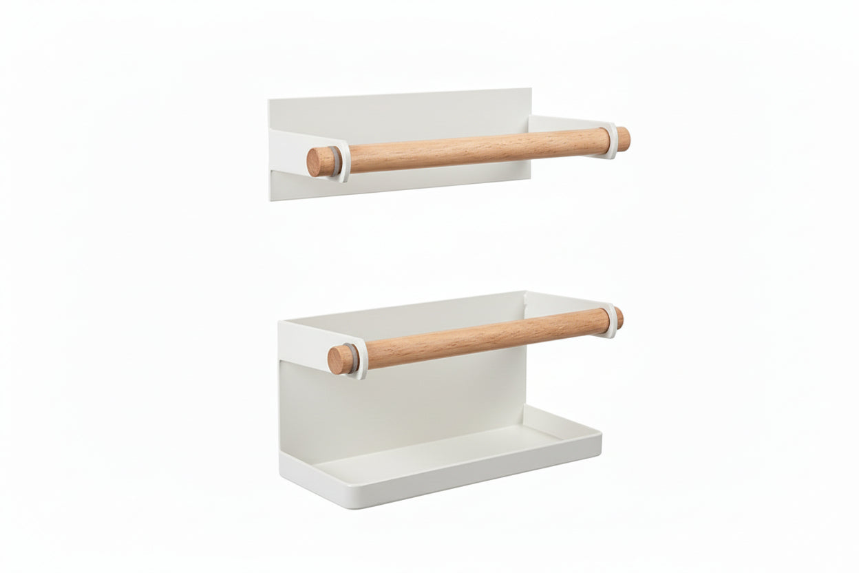 Wall Mounted Umbrella Stand - Wrought Iron Rack with Magnet Adsorption - Space Saving Organizer for Long and Short Umbrellas - Hallway Home Office, White