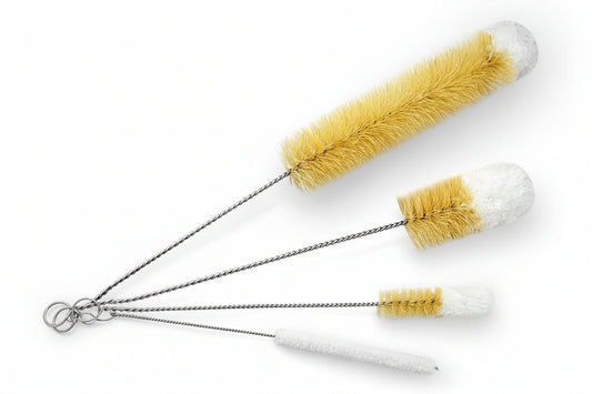 Bottle Cleaner Brush Set | 4 Cleaning Brushes | Bottle Brush Cleaner Set | Water Bottle Brush | Bottle Scrubber | Small & Long Bottle Brush for Glass - Soft Cotton Tip to Prevent Scratches
