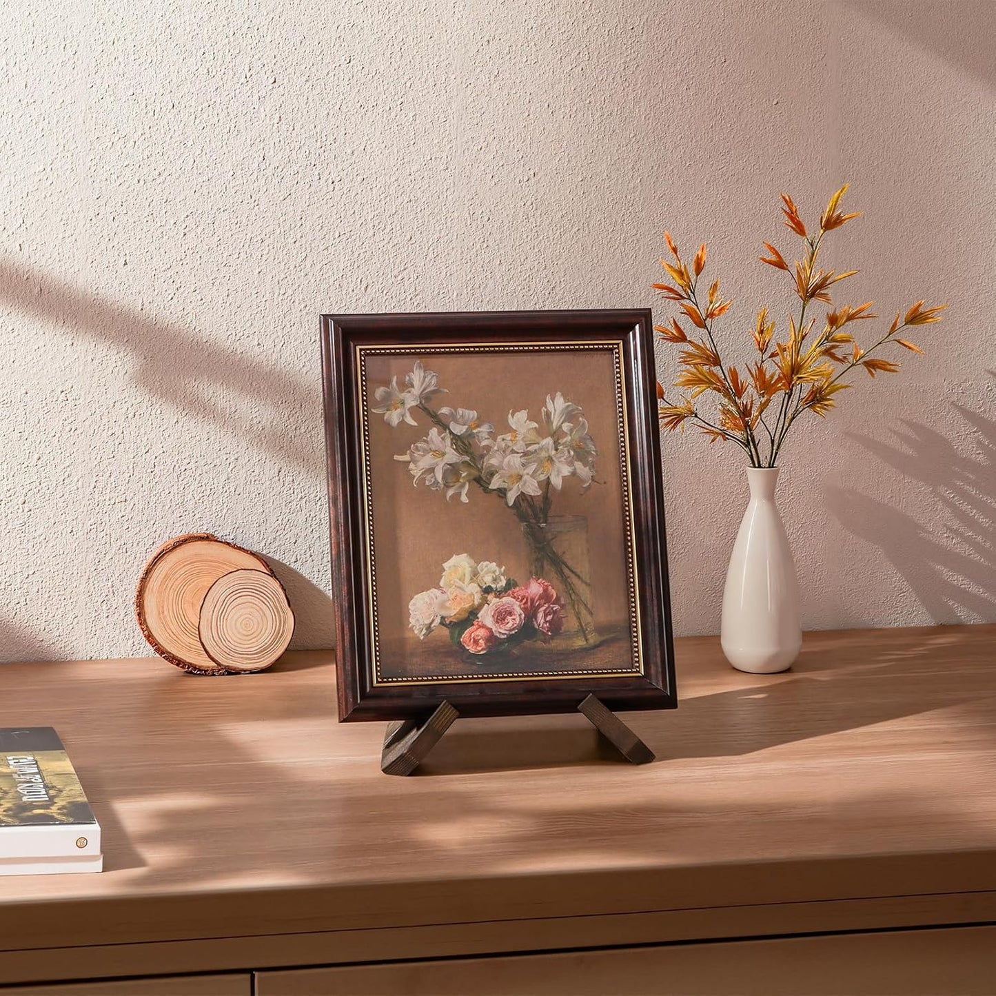 Plate Stand for Display - 6.5 Inch Plate Holder Display Stand, Wooden Picture Frame Holder, Decorative Table Top Easels