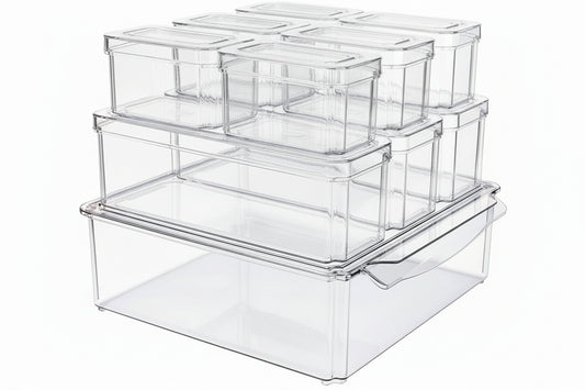 10 Pack Refrigerator Pantry Organizer Bins, Stackable Fridge Organizer Bins with Lids, Clear Plastic Food Storage Bins for Kitchen, Countertops, Cabinets, Fridge, Drinks, Fruits, Vegetable, Cereals