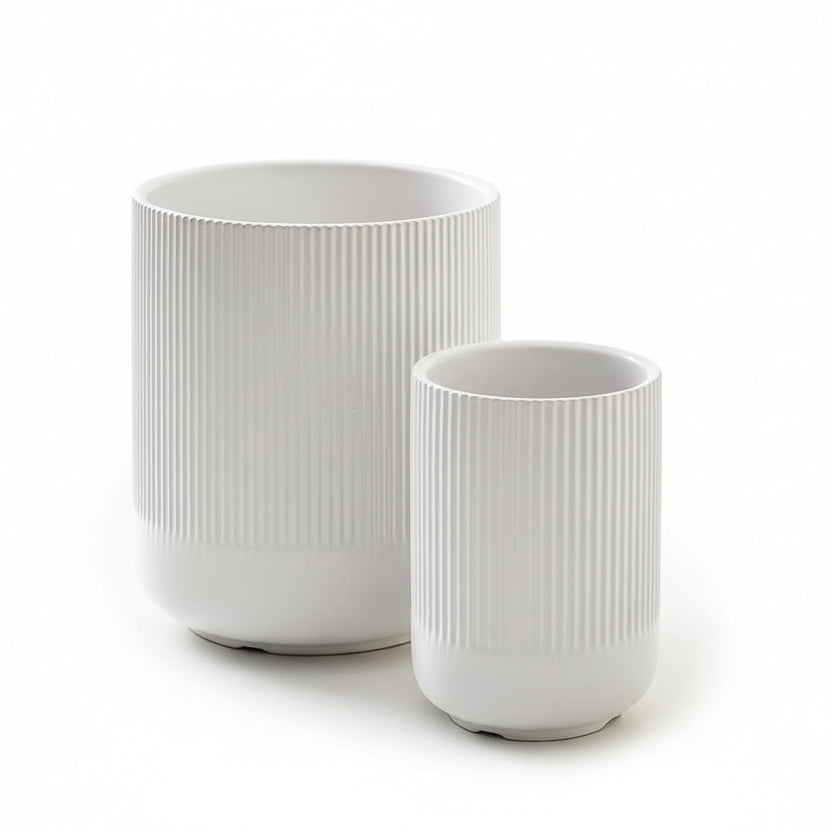 Utensil Holder, 7.3"+5.4" Ceramic Kitchen Utensil Holder for Countertop, Large Cooking Utensil Crocks for Kitchen Counter Decor, Morden Utensil Organizer for Spatula, Set of 2, White