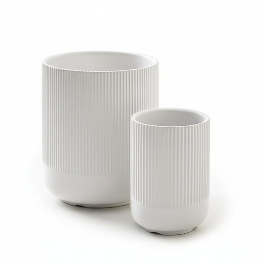 Utensil Holder, 7.3"+5.4" Ceramic Kitchen Utensil Holder for Countertop, Large Cooking Utensil Crocks for Kitchen Counter Decor, Morden Utensil Organizer for Spatula, Set of 2, White