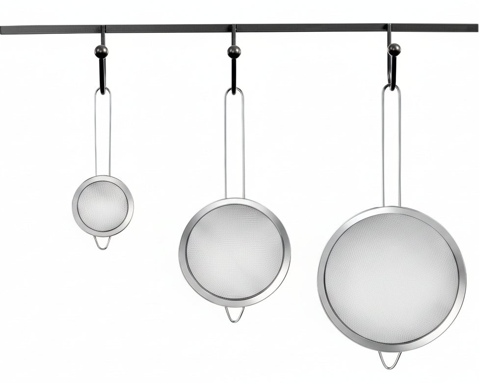 3Pcs Super Wire Extra Fine Mesh Strainer with Handle, Small Medium Large Size Sifter Metal Strainer Set, Stainless Steel Sieve Fine Mesh Strainers for Kitchen Rice Juice Quinoa Food Flour Baking