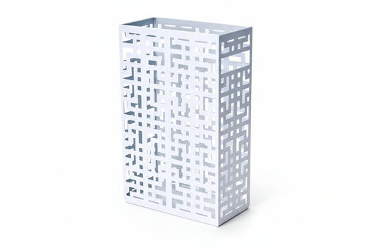 Umbrella Holder Stand for Entryway, Square Metal Umbrella Rack, Freestanding Rectangular Hollow Rack for Home Office, 16 X 10 X 5 Inch, White