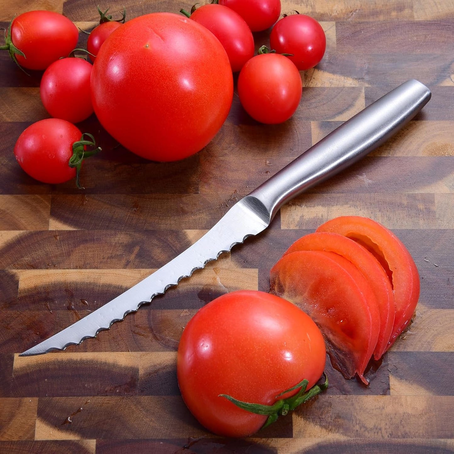 Tomato Knife, Tomato Slicing Knives Serrated Blade from High Carbon Stainless Steel for Smooth Cutting Tomatoes, Vegetables and Fruits