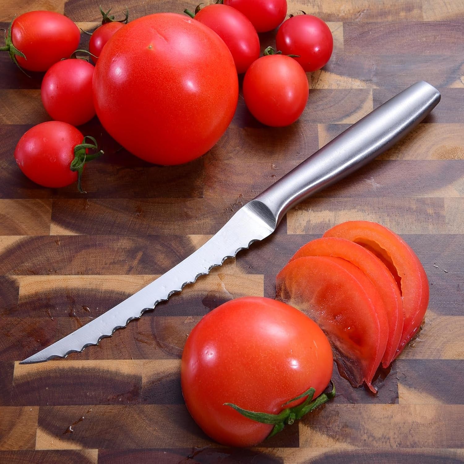 Tomato Knife, Tomato Slicing Knives Serrated Blade from High Carbon Stainless Steel for Smooth Cutting Tomatoes, Vegetables and Fruits