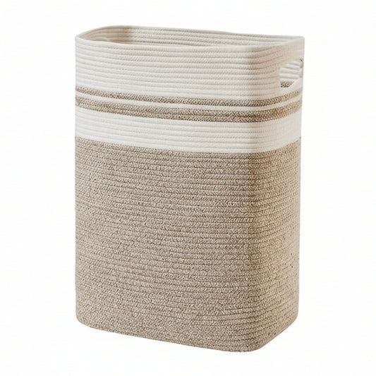 Laundry Hamper-Laundry Basket,Tall Cotton Storage Basket with Handles,Decorative Blanket Basket for Living Room,Collapsible Large Basket for Toys,Pillows,Clothes-16X13X22In-Yellow Variegated