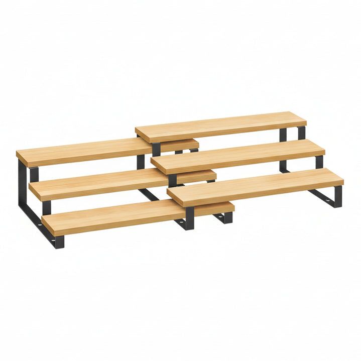 Display Risers, Set of 2 Engineered Wood Perfume Organizer Stand, 3-Tier Cupcake Stand Holder, Spice Rack, Shelf Risers for Figures, Dessert Shelves, Natural Beige and Cloud White UKCS016N02