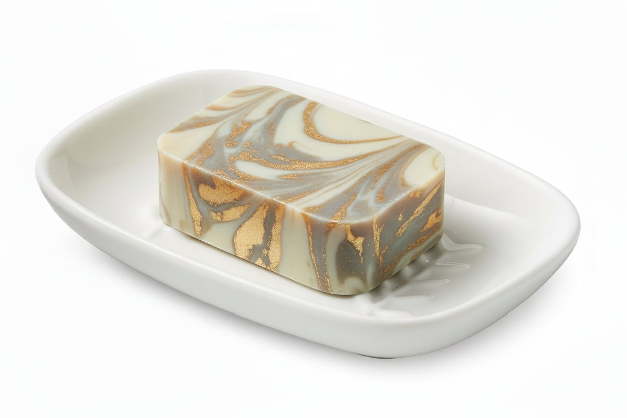 Soap Dish Soap Holder Shower, Ceramic Soap Dishes for Bar Soap Sponge, Shower Soap Dish Soap Saver Tray for Bathroom Kitchen Sink, Easy to Clean, White