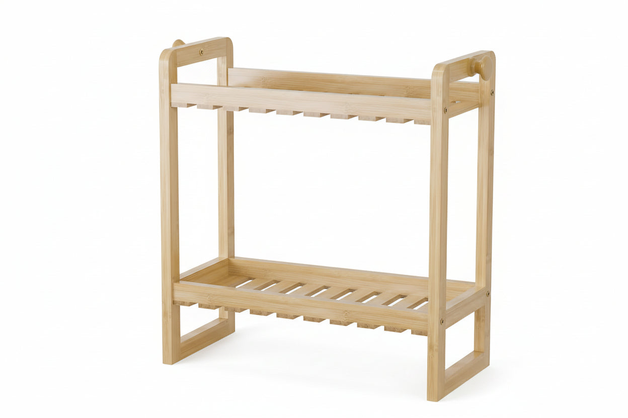 Bamboo over the Toilet Storage Shelf - 2-Tier Bathroom Organizers and Storage Shelves, 2 in 1 Dual Stable above over Toilet Bamboo Shelf Home Storages Rack for Small Bathroom, Space Saver