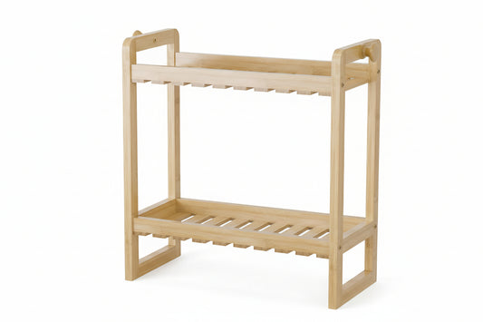 Bamboo over the Toilet Storage Shelf - 2-Tier Bathroom Organizers and Storage Shelves, 2 in 1 Dual Stable above over Toilet Bamboo Shelf Home Storages Rack for Small Bathroom, Space Saver