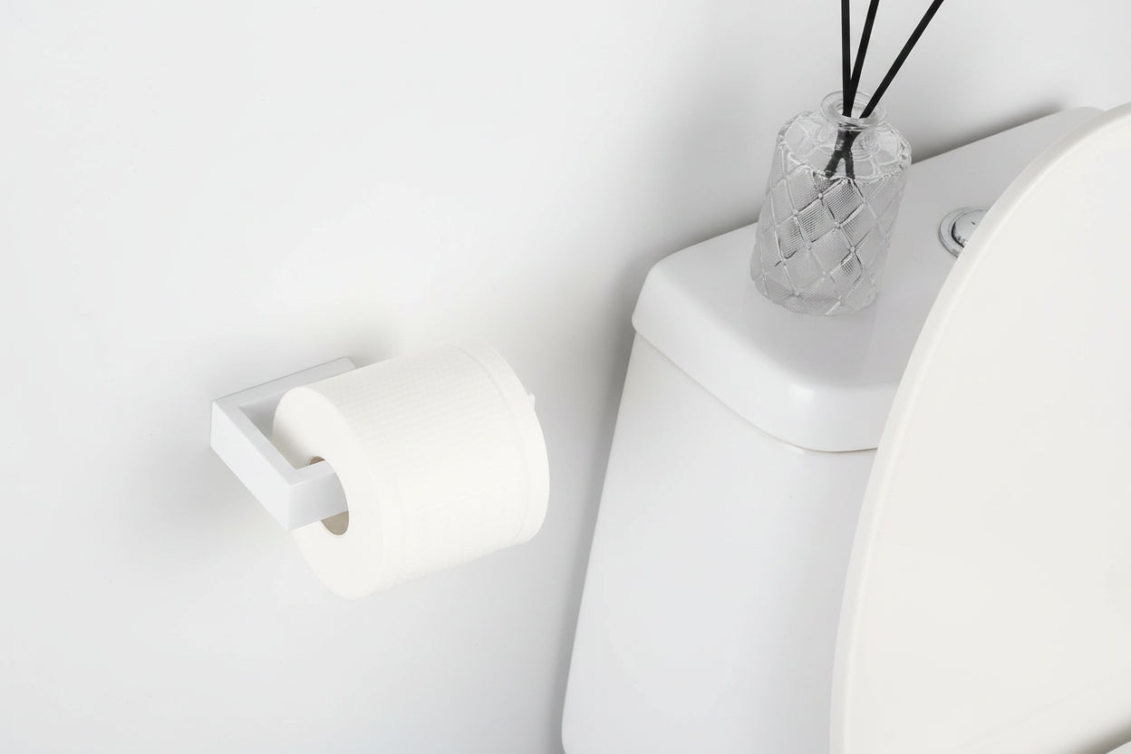 Bathroom 2-Piece Accessory Set SUS 304 Stainless Steel Toilet Paper Holder Towel Ring Wall Mount, White