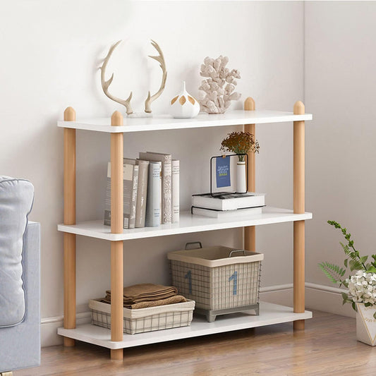 3-Tier Wooden Shelf Bookcase - Modern Open Bookshelf, Free Standing Storage Rack, Multifunctional Display Stand for Home and Office, White, Rectangle