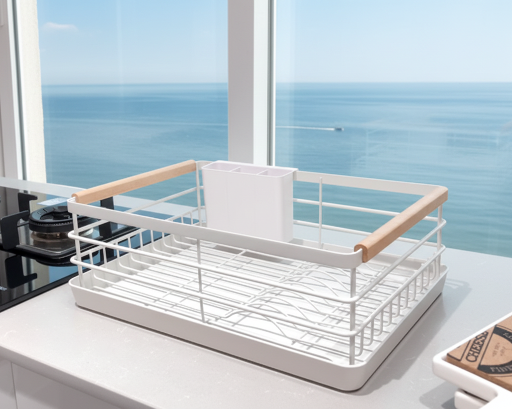 Dish Rack – Steel Frame – Wood Handles